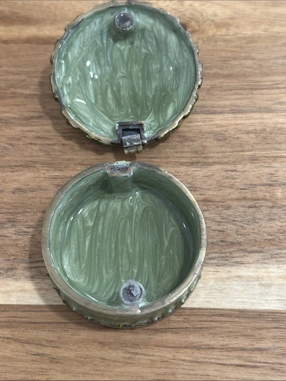 Vintage Green Hummingbird Decorative Trinket Box